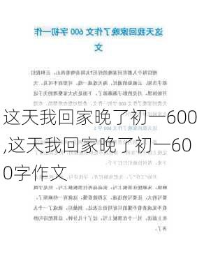 这天我回家晚了初一600,这天我回家晚了初一600字作文