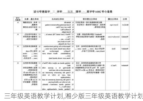 三年级英语教学计划,湘少版三年级英语教学计划