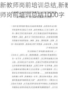 新教师岗前培训总结,新教师岗前培训总结1000字