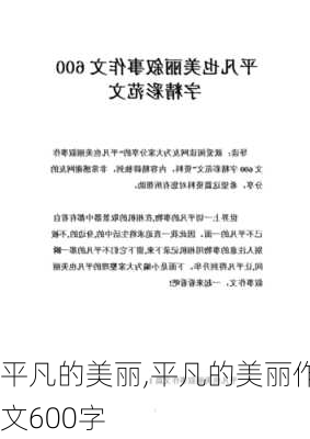 平凡的美丽,平凡的美丽作文600字-第3张图片-安安范文网