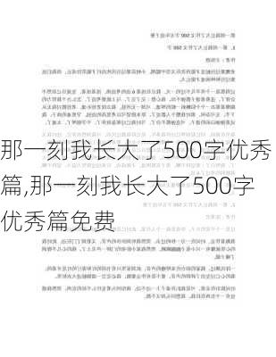 那一刻我长大了500字优秀篇,那一刻我长大了500字优秀篇免费-第1张图片-安安范文网