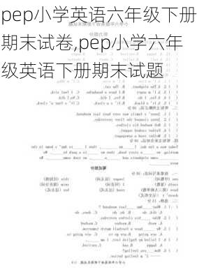 pep小学英语六年级下册期末试卷,pep小学六年级英语下册期末试题-第3张图片-安安范文网