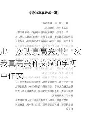 那一次我真高兴,那一次我真高兴作文600字初中作文