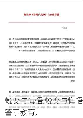 蜕变与悔悟,蜕变与悔悟警示教育片-第2张图片-安安范文网