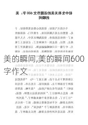 美的瞬间,美的瞬间600字作文