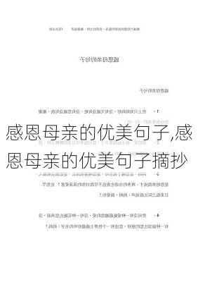 感恩母亲的优美句子,感恩母亲的优美句子摘抄