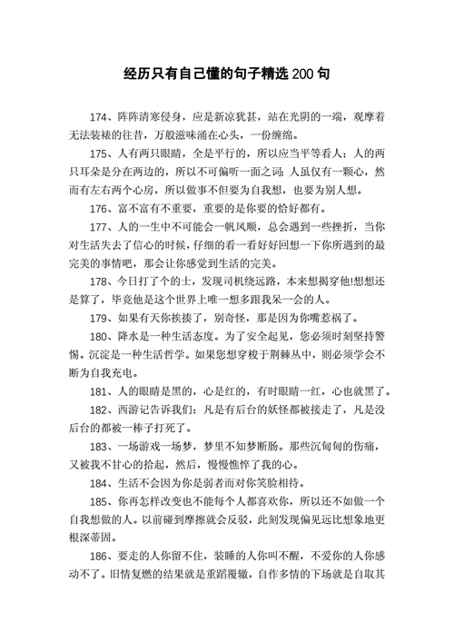 经历只有自己懂的句子,经历只有自己懂的句子短句