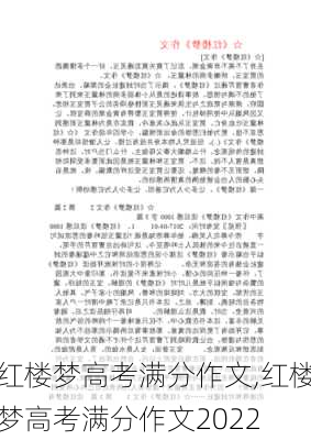 红楼梦高考满分作文,红楼梦高考满分作文2022