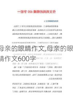 母亲的眼睛作文,母亲的眼睛作文600字