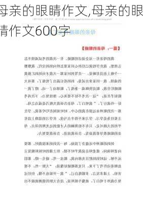 母亲的眼睛作文,母亲的眼睛作文600字-第3张图片-安安范文网