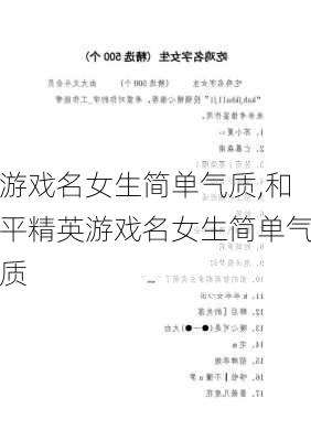 游戏名女生简单气质,和平精英游戏名女生简单气质-第1张图片-安安范文网