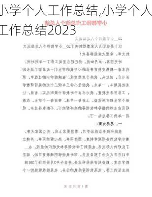 小学个人工作总结,小学个人工作总结2023