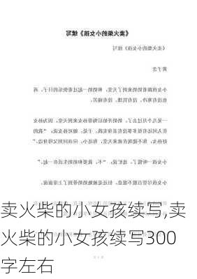 卖火柴的小女孩续写,卖火柴的小女孩续写300字左右-第1张图片-安安范文网