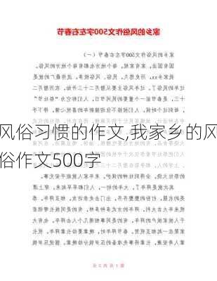 风俗习惯的作文,我家乡的风俗作文500字-第3张图片-安安范文网