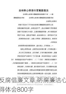 反腐倡廉文章,防腐廉洁心得体会800字-第1张图片-安安范文网