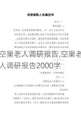 空巢老人调研报告,空巢老人调研报告2000字-第2张图片-安安范文网