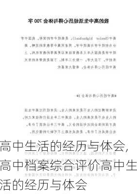 高中生活的经历与体会,高中档案综合评价高中生活的经历与体会-第3张图片-安安范文网