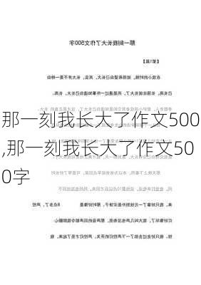 那一刻我长大了作文500,那一刻我长大了作文500字-第2张图片-安安范文网