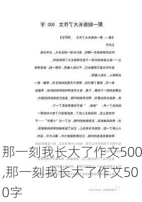 那一刻我长大了作文500,那一刻我长大了作文500字-第3张图片-安安范文网