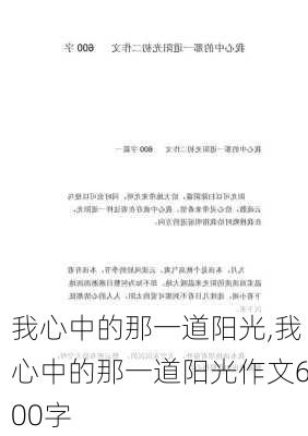 我心中的那一道阳光,我心中的那一道阳光作文600字-第1张图片-安安范文网