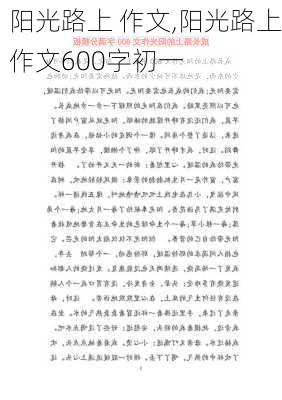 阳光路上 作文,阳光路上作文600字初一-第3张图片-安安范文网