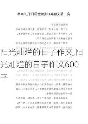 阳光灿烂的日子作文,阳光灿烂的日子作文600字-第3张图片-安安范文网