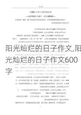 阳光灿烂的日子作文,阳光灿烂的日子作文600字-第2张图片-安安范文网