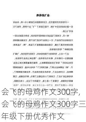 会飞的母鸡作文300字,会飞的母鸡作文300字三年级下册优秀作文-第1张图片-安安范文网