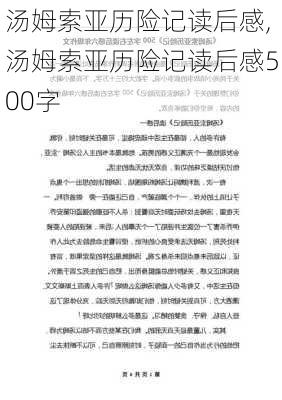 汤姆索亚历险记读后感,汤姆索亚历险记读后感500字