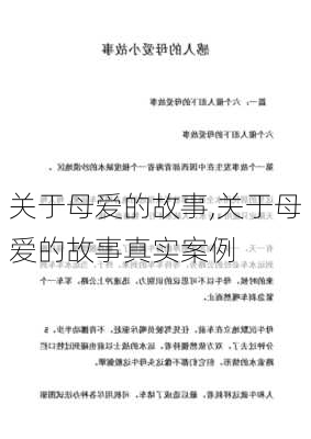 关于母爱的故事,关于母爱的故事真实案例-第3张图片-安安范文网