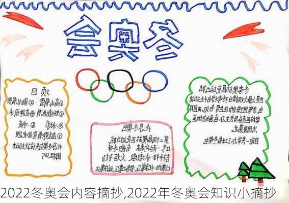 2022冬奥会内容摘抄,2022年冬奥会知识小摘抄