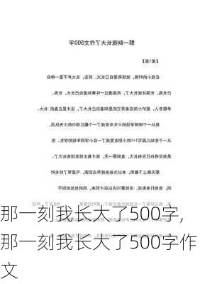 那一刻我长大了500字,那一刻我长大了500字作文-第1张图片-安安范文网