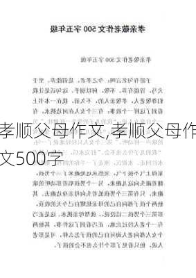 孝顺父母作文,孝顺父母作文500字