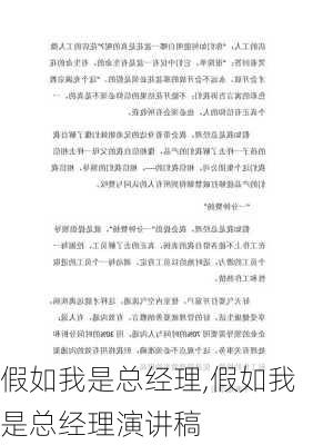 假如我是总经理,假如我是总经理演讲稿-第2张图片-安安范文网