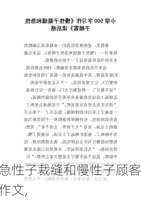 急性子裁缝和慢性子顾客作文,-第1张图片-安安范文网