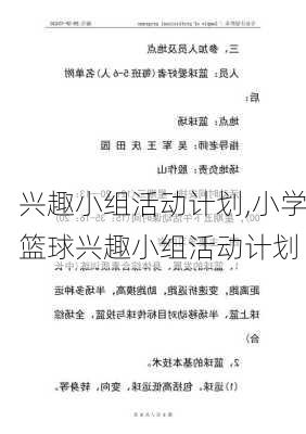 兴趣小组活动计划,小学篮球兴趣小组活动计划