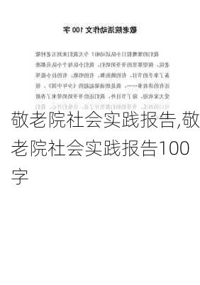 敬老院社会实践报告,敬老院社会实践报告100字