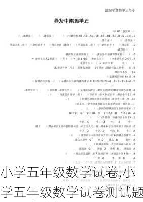 小学五年级数学试卷,小学五年级数学试卷测试题-第2张图片-安安范文网