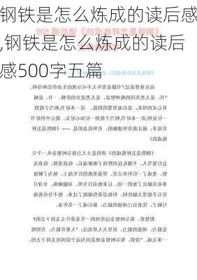 钢铁是怎么炼成的读后感,钢铁是怎么炼成的读后感500字五篇-第2张图片-安安范文网