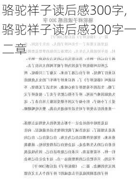 骆驼祥子读后感300字,骆驼祥子读后感300字一二章-第2张图片-安安范文网