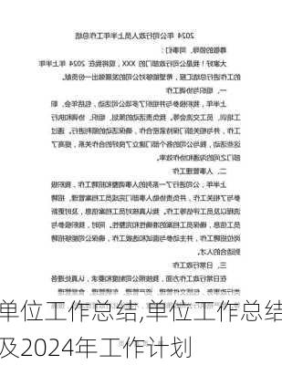 单位工作总结,单位工作总结及2024年工作计划-第3张图片-安安范文网