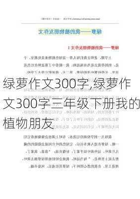 绿萝作文300字,绿萝作文300字三年级下册我的植物朋友-第3张图片-安安范文网