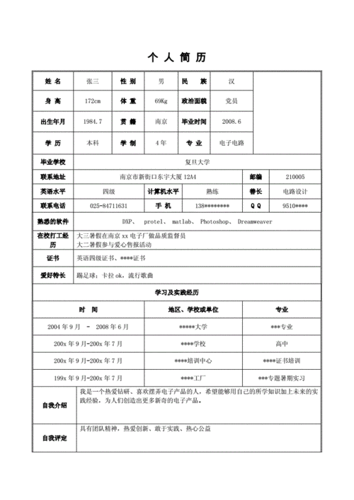 毕业生个人简历,毕业生个人简历模板范文