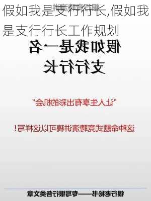 假如我是支行行长,假如我是支行行长工作规划