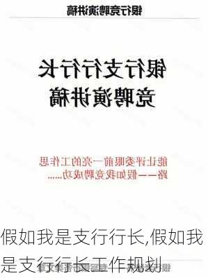 假如我是支行行长,假如我是支行行长工作规划-第3张图片-安安范文网