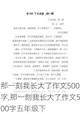 那一刻我长大了作文500字,那一刻我长大了作文500字五年级下