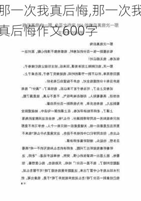 那一次我真后悔,那一次我真后悔作文600字