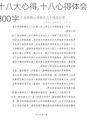 十八大心得,十八心得体会800字